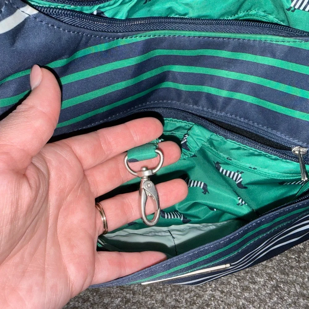 Ju-Ju-Be Navy, Green & White Striped Messenger Bag